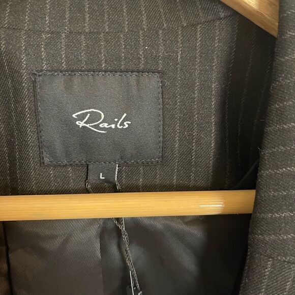 Rails Jac Blazer in black with charcoal pinstripe. L. NWT - Picture 5 of 10